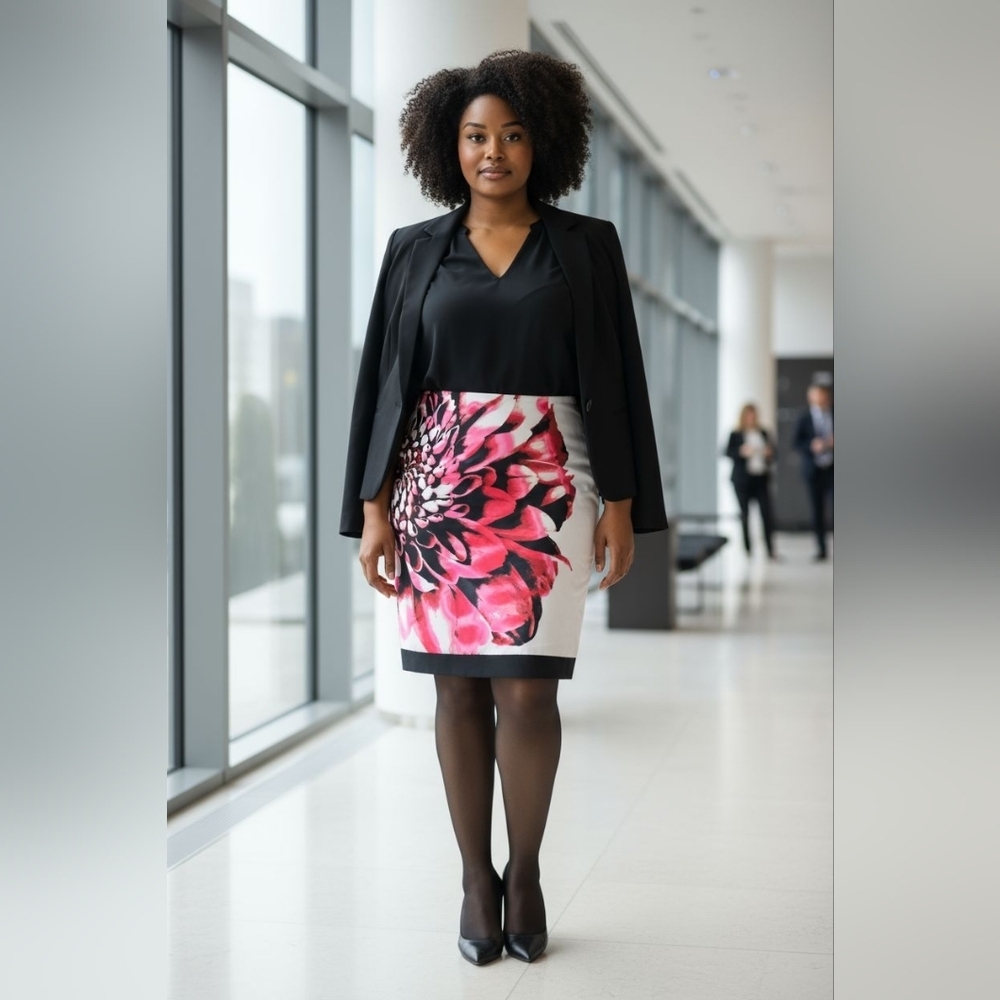 Worthington Black and Pink Floral Mini Skirt